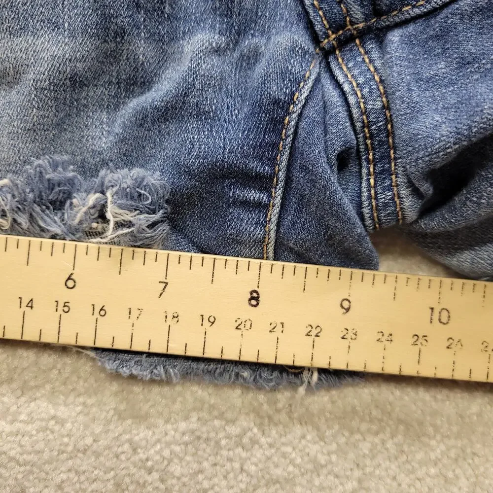 American Eagle Women Size 4 Hi Rise Shortie Distressed Denim Jean Shorts Stretch